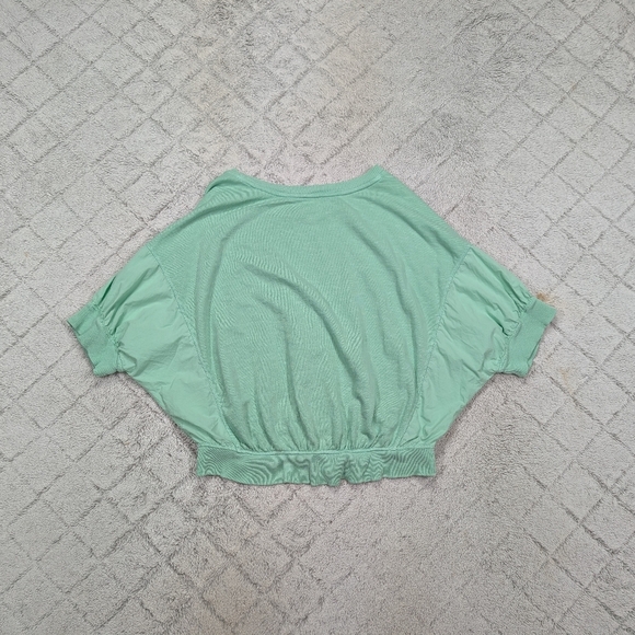 Pilcro Sweatshirt Womens L Green Mint Cropped Batwing Top Crew Oversized - Picture 8 of 8